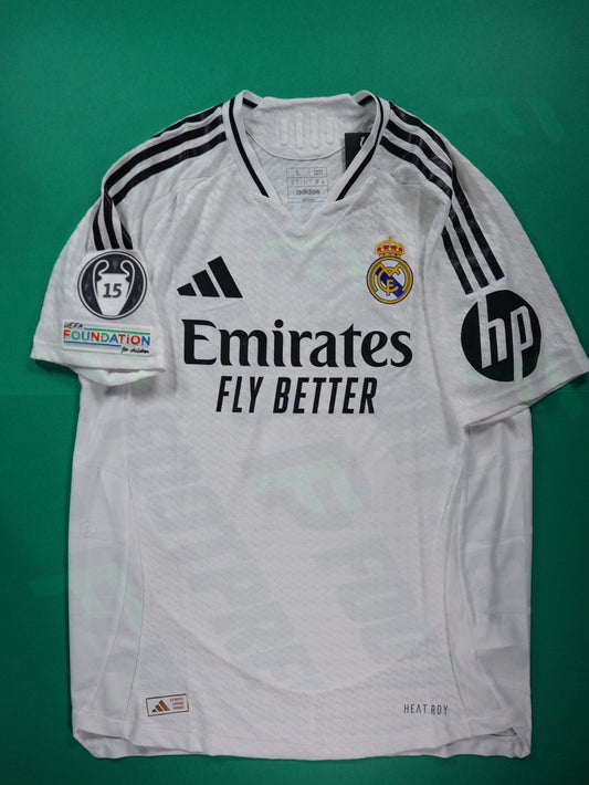 Maillot Officiel - Real Madrid, 2024/2025, Home, Player Boutique, (L), Flocage Mbappé, Patchs Champions League Titleholder 15 + Foundation, BNWT