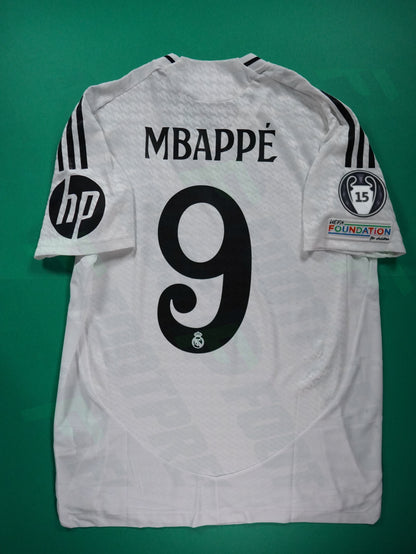 Maillot Officiel - Real Madrid, 2024/2025, Home, Player Boutique, (L), Flocage Mbappé, Patchs Champions League Titleholder 15 + Foundation, BNWT
