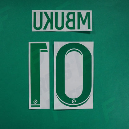 Flocage Officiel - AS Saint-Etienne, Mbuku, 2022/2023 2023/2024, Away, Vert/Blanc
