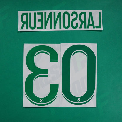 Flocage Officiel - AS Saint-Etienne, Larsonneur, 2022/2023 2023/2024, Away, Vert/Blanc