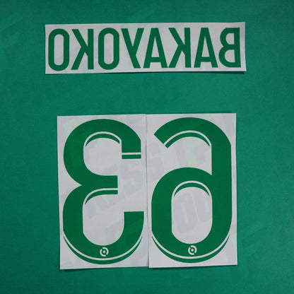 Flocage Officiel - AS Saint-Etienne, Bakayoko, 2022/2023 2023/2024, Away, Vert/Blanc