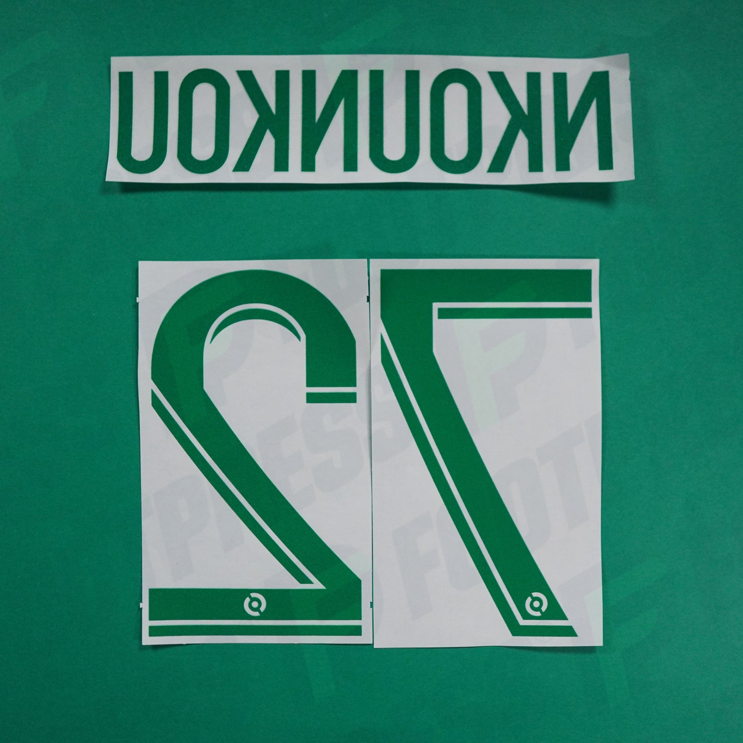 Flocage Officiel - AS Saint-Etienne, Nkounkou, 2022/2023 2023/2024, Away, Vert/Blanc