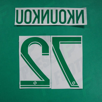 Flocage Officiel - AS Saint-Etienne, Nkounkou, 2022/2023 2023/2024, Away, Vert/Blanc