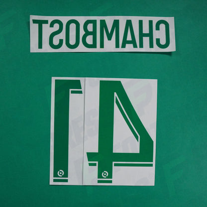 Flocage Officiel - AS Saint-Etienne, Chambost, 2022/2023 2023/2024, Away, Vert/Blanc