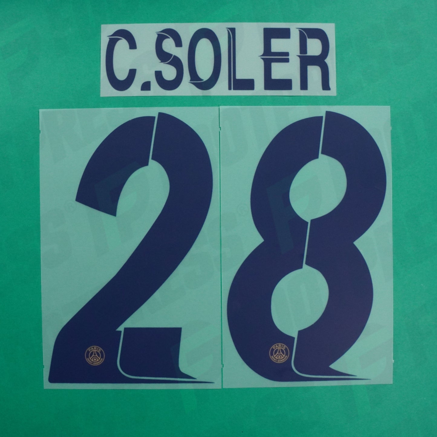 Flocage Officiel - Paris Saint-Germain, Carlos Soler, 2023/2024, Fourth LDC, Bleu foncé/Sable