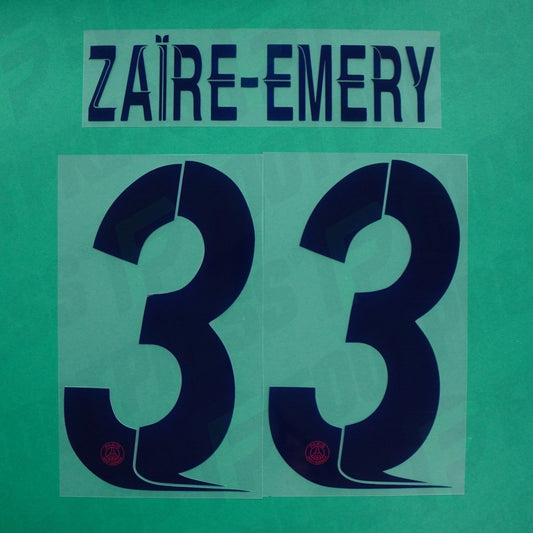 Flocage Officiel - Paris Saint-Germain, Zaïre-Emery Qualité Basse, 2023/2024, Away LDC, Bleu/Rouge