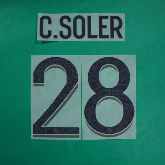 Flocage Officiel - Paris Saint-Germain, Carlos Soler, 2023/2024, Fourth, Noir/Vert