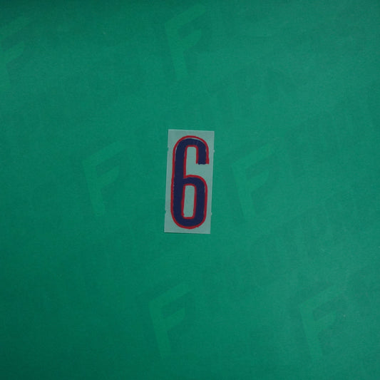 Flocage Officiel - Paris Saint-Germain, Chiffre Short Seul, 6, 2024/2025, Away LDC, Bleu foncé/Rouge