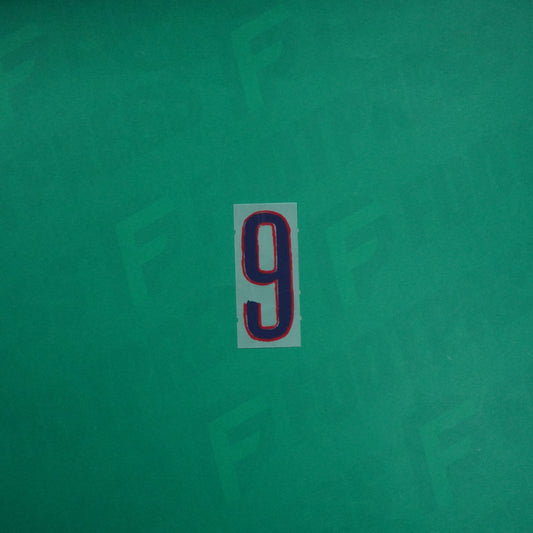 Flocage Officiel - Paris Saint-Germain, Chiffre Short Seul, 9, 2024/2025, Away LDC, Bleu foncé/Rouge