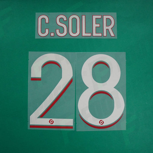 Flocage Officiel - Paris Saint-Germain, Carlos Soler, 2023/2024, Home, Blanc/Rouge