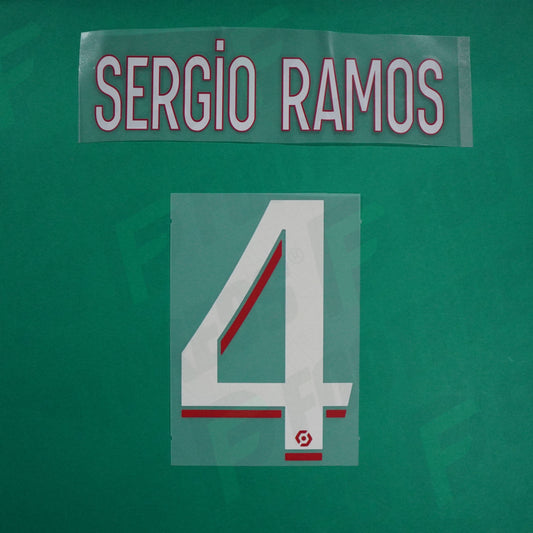 Flocage Officiel - Paris Saint-Germain, Sergio Ramos Qualité Basse, 2023/2024, Home, Blanc/Rouge