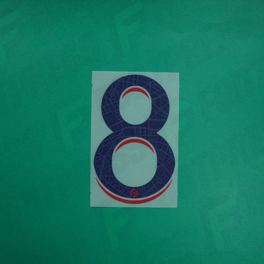 Flocage Officiel - Paris Saint-Germain, Chiffre Seul, 8, 2023/2024, Away, Bleu/Rouge