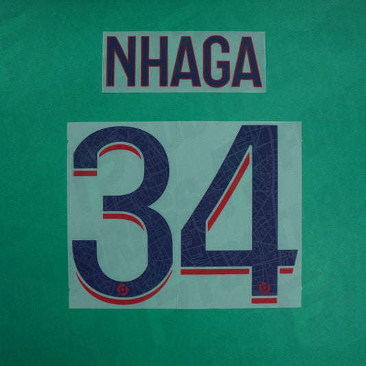 Flocage Officiel - Paris Saint-Germain, Nhaga, 2023/2024, Away, Bleu/Rouge