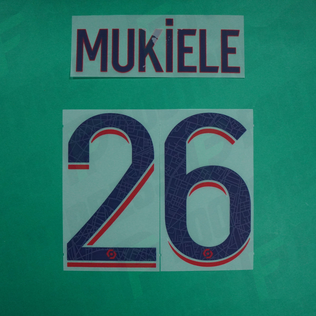 Flocage Officiel - Paris Saint-Germain, Mukiele, 2023/2024, Away, Bleu/Rouge