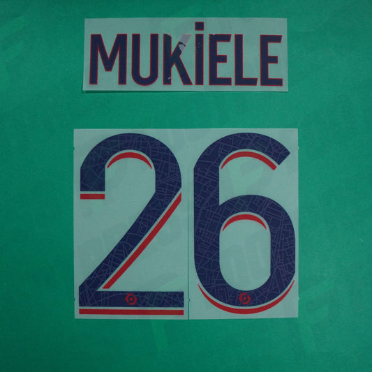 Flocage Officiel - Paris Saint-Germain, Mukiele, 2023/2024, Away, Bleu/Rouge