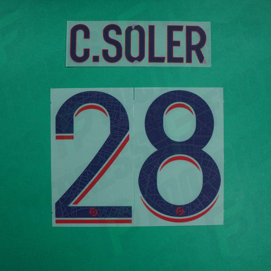 Flocage Officiel - Paris Saint-Germain, Carlos Soler, 2023/2024, Away, Bleu/Rouge