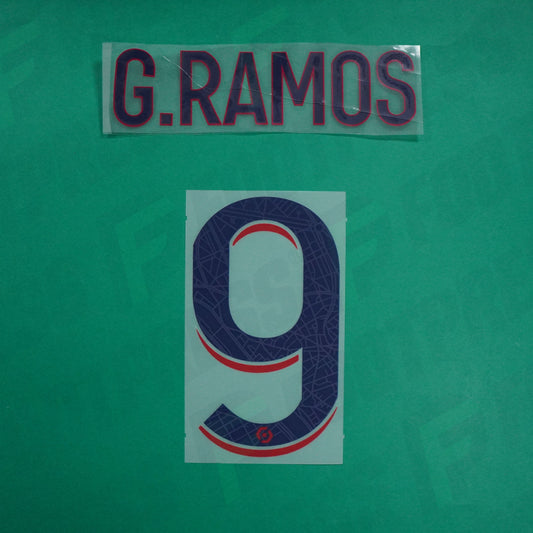 Flocage Officiel - Paris Saint-Germain, Gonçalo Ramos Qualité Basse, 2023/2024, Away, Bleu/Rouge