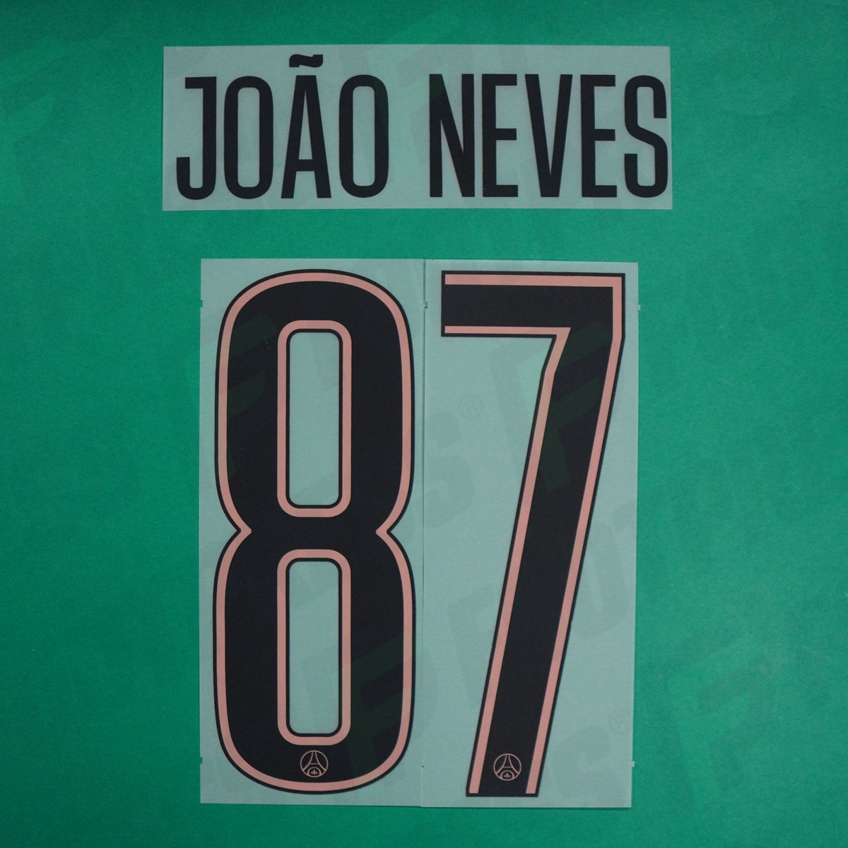 Flocage Officiel - Paris Saint-Germain, Joao Neves, 2024/2025, Third LDC, Noir/Rose