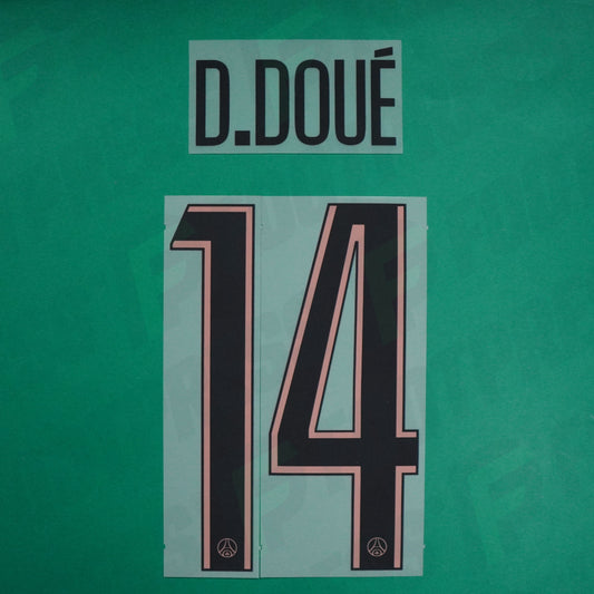 Flocage Officiel - Paris Saint-Germain, Désiré Doué, 2024/2025, Third LDC, Noir/Rose