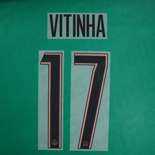 Flocage Officiel - Paris Saint-Germain, Vitinha, 2024/2025, Third LDC, Noir/Rose