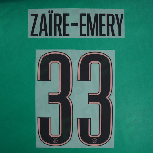 Flocage Officiel - Paris Saint-Germain, Zaïre-Emery, 2024/2025, Third LDC, Noir/Rose