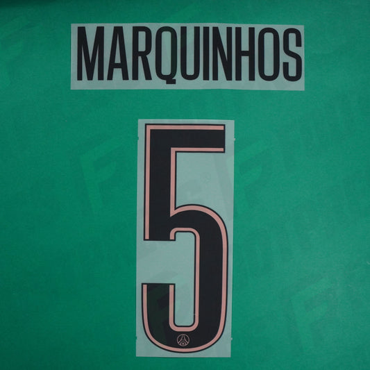 Flocage Officiel - Paris Saint-Germain, Marquinhos, 2024/2025, Third LDC, Noir/Rose