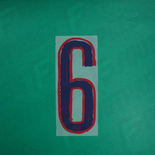 Flocage Officiel - Paris Saint-Germain, Chiffre Seul, 6, 2024/2025, Away LDC, Bleu foncé/Rouge