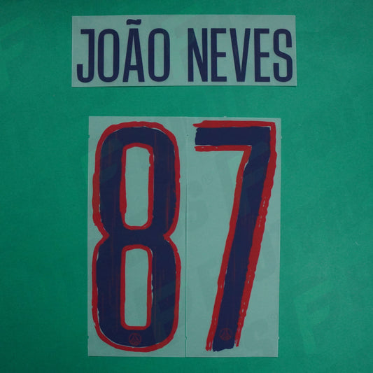 Flocage Officiel - Paris Saint-Germain, Joao Neves, 2024/2025, Away LDC, Bleu/Rouge
