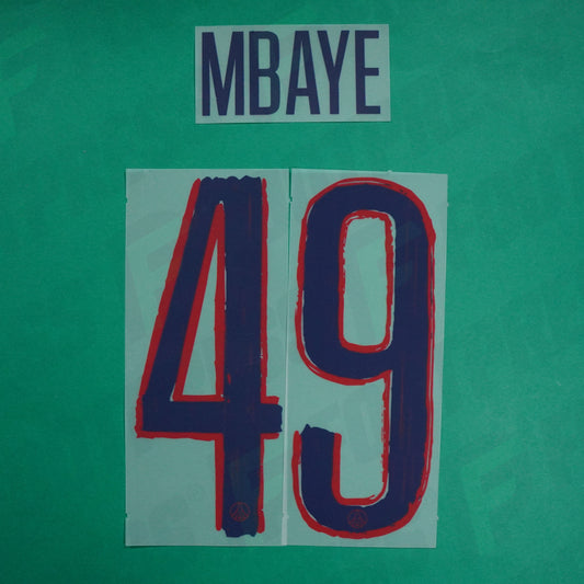 Flocage Officiel - Paris Saint-Germain, Mbaye, 2024/2025, Away LDC, Bleu/Rouge