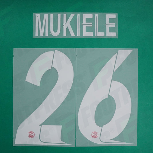 Flocage Officiel - Paris Saint-Germain, Mukiele, 2023/2024, Home LDC, Blanc/Rouge