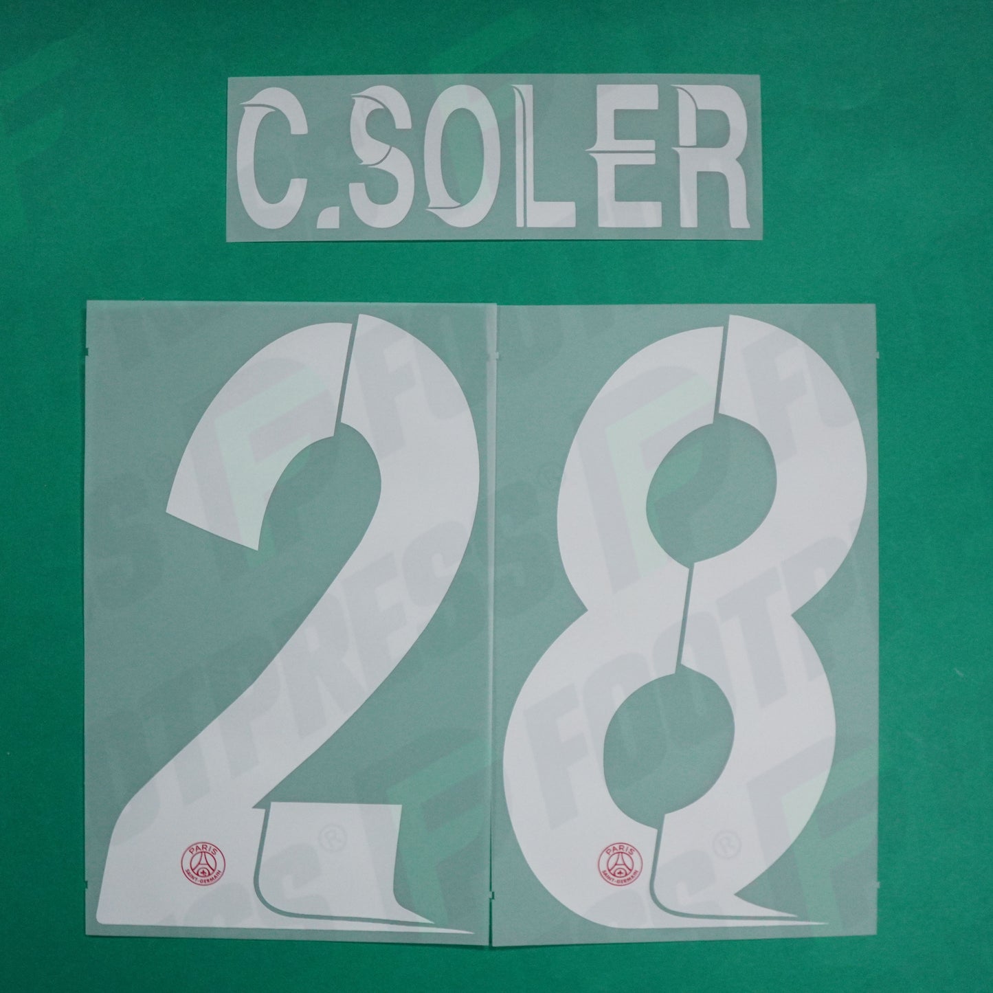 Flocage Officiel - Paris Saint-Germain, Carlos Soler, 2023/2024, Home LDC, Blanc/Rouge