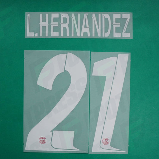 Flocage Officiel - Paris Saint-Germain, Lucas Hernandez, 2023/2024, Home LDC, Blanc/Rouge