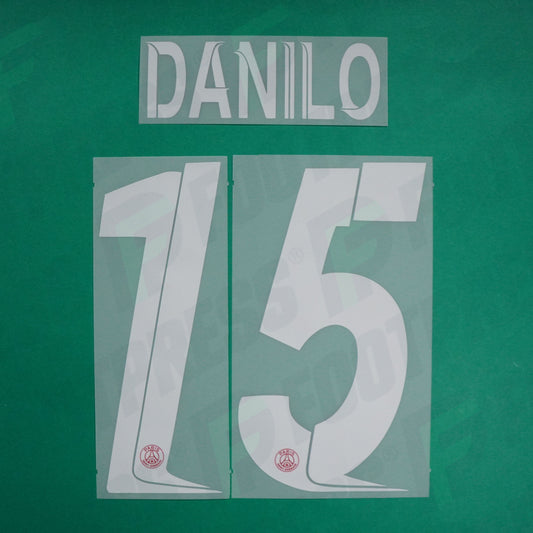 Flocage Officiel - Paris Saint-Germain, Danilo, 2023/2024, Home LDC, Blanc/Rouge