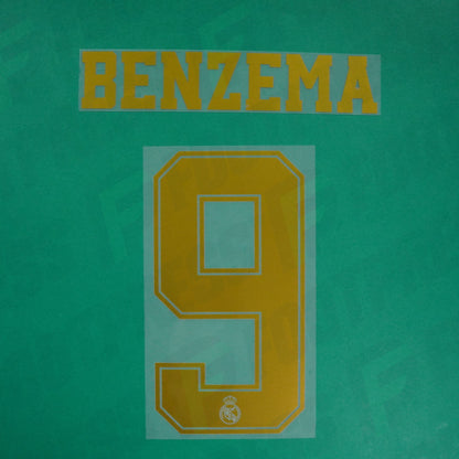 Official Nameset - Real Madrid, Benzema, 2019/2020, Home, Golden