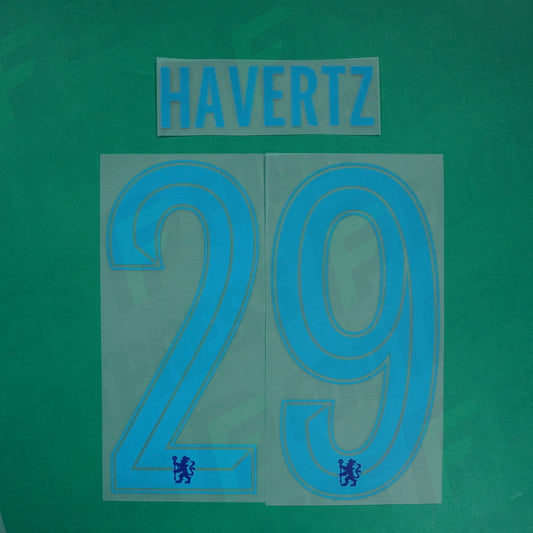 Flocage officiel - Chelsea, Havertz, 2022/2023, Away Europe, Bleu ciel