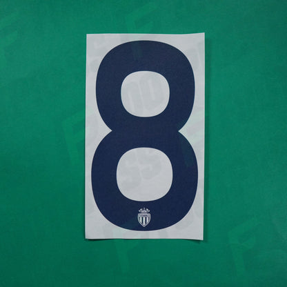 Flocage Officiel - AS Monaco, Chiffre Seul, 8, 2016/2017 2017/2018, Away Europe, Bleu foncé