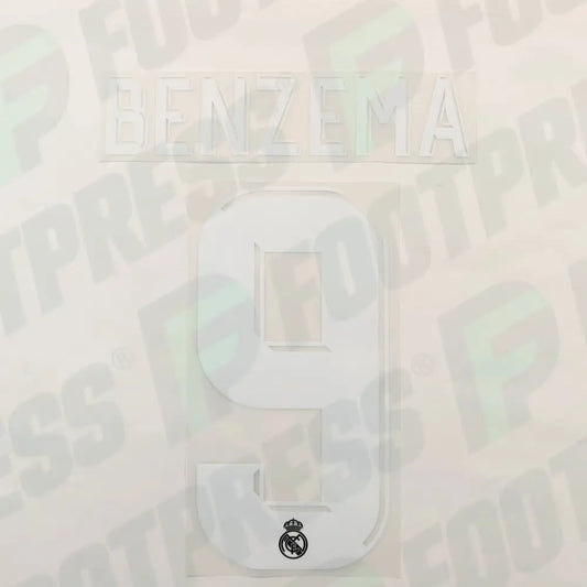 Flocado Oficial - Real Madrid, Benzema, 2017/2018, Segunda/Tercera, Blanco