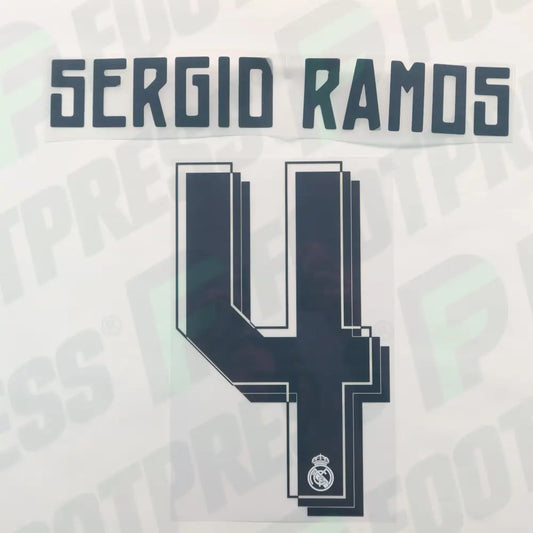 Flocado Oficial - Real Madrid, Sergio Ramos, 2015/2016, Local, Negro