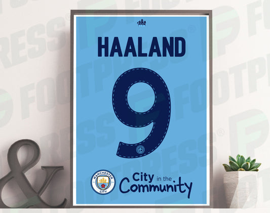 Affiche Erling Haaland Manchester City 2022/2023 - Champion d'Europe - Maillot Face arrière