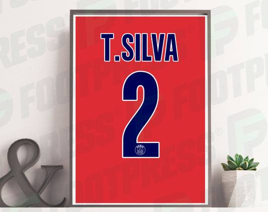 Affiche Thiago Silva Paris Saint-Germain 2014/2015 Extérieur - Ligue des Champions - Maillot Face arrière