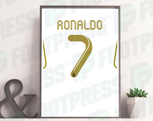 Affiche Cristiano Ronaldo Réal Madrid 2011/2012 Domicile - Champion de Liga - Maillot Face arrière (CR7)