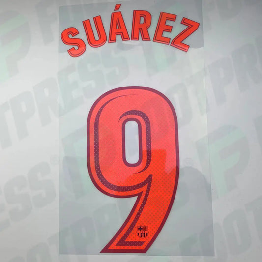 Flocado Oficial - FC Barcelona, ​​Suarez, 2017/2018, Tercera, Naranja