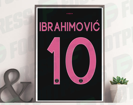 Affiche Zlatan Ibrahimović Paris Saint-Germain 2015/2016 Third - Ligue des Champions - Maillot Face arrière