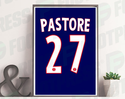 Affiche Javier Pastore Paris Saint-Germain 2013/2014 Domicile - Ligue des Champions - Maillot Face arrière