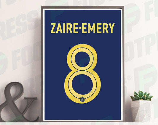 Affiche Warren Zaïre-Emery France 2022 Domicile - Euro 2024 - Maillot Face arrière